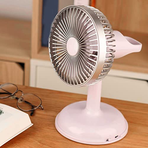 VINGVO Vintage Fan, Vintage Electric Fan Retro Pure Color USB Charging Metal Portable for Office for Students (Light Pink)