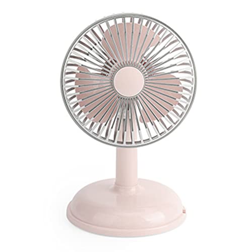 VINGVO Vintage Fan, Vintage Electric Fan Retro Pure Color USB Charging Metal Portable for Office for Students (Light Pink)