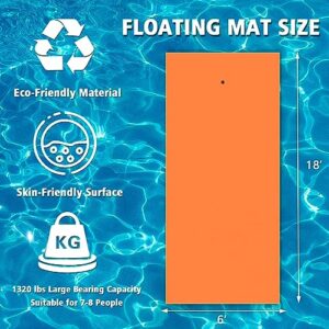 12'x6' Floating Water Pad, 3 Layers XPE Foam Water Mat, Tear-Resistant Lily Pad Lilly Pad with Tethering System, Floating Mat for Lake, Recreation Pool, Beach, Ocean, Orange/Green