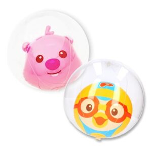 arakhan winnie connie 16 inch clear inflatable beach ball for kids - loopy cartoon character pororo style - beachball for swimming pool party favors and children toy for water play