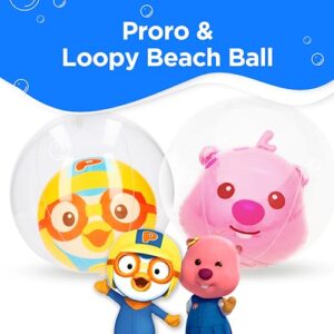 ARAKHAN Winnie Connie 16 Inch Clear Inflatable Beach Ball for Kids - Loopy Cartoon Character Pororo Style - Beachball for Swimming Pool Party Favors and Children Toy for Water Play