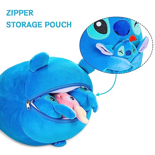 Tigiemap 13.8 Inch Stitch Plush, Stitch Mommy with 3 Baby Monsters Stuffed Plush Throw Pillow for Kids Boys Girls for Room Sofa Cushion Decoration