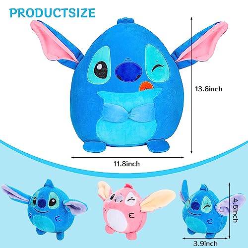 Tigiemap 13.8 Inch Stitch Plush, Stitch Mommy with 3 Baby Monsters Stuffed Plush Throw Pillow for Kids Boys Girls for Room Sofa Cushion Decoration