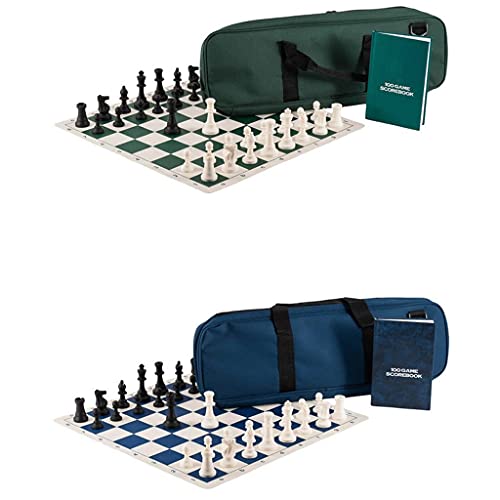 Tournament Roll-Up Chess Set with Travel Bag Silicone Rubber Checkerboard Chess Record Book Chess Piece for Kids Board Games (Color : Dark Blue)