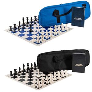 Tournament Roll-Up Chess Set with Travel Bag Silicone Rubber Checkerboard Chess Record Book Chess Piece for Kids Board Games (Color : Dark Blue)