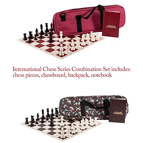 Tournament Roll-Up Chess Set with Travel Bag Silicone Rubber Checkerboard Chess Record Book Chess Piece for Kids Board Games (Color : Dark Blue)