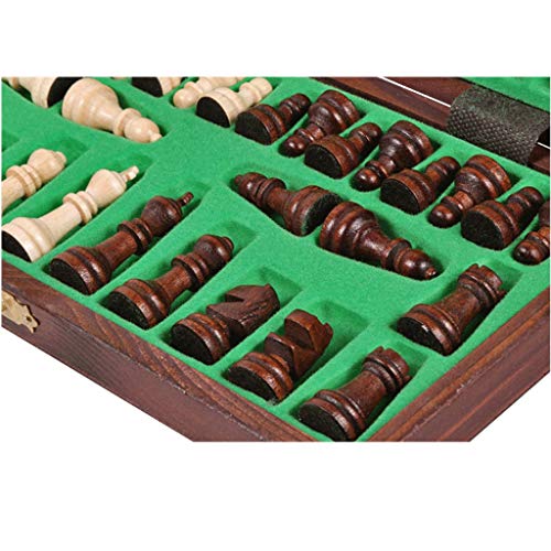 THPT Wooden Chess Set Portable Folding Chessboard Solid Wood Handmade Chess Pieces International Chess Set for Kids Student School Board Games