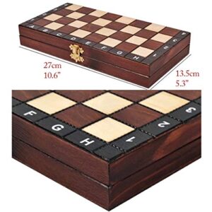 THPT Wooden Chess Set Portable Folding Chessboard Solid Wood Handmade Chess Pieces International Chess Set for Kids Student School Board Games