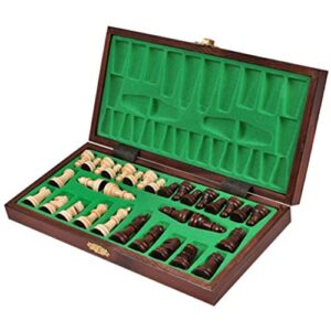 THPT Wooden Chess Set Portable Folding Chessboard Solid Wood Handmade Chess Pieces International Chess Set for Kids Student School Board Games