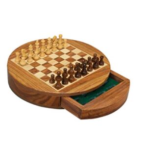 wooden magnetic chess travel portable chess set drawer type with storage space chess board luxury educational toy gift board games (size : l)