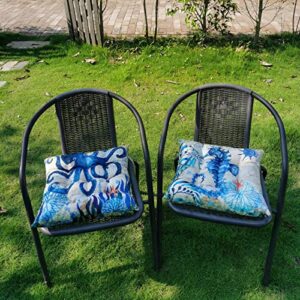 ADK SKY Seat Cushion Marine Animals Chair Pads for Dining Chairs, Office Chair, Car, Floor, Outdoor, Patio，Machine Wash & Dryer Friendly 4 Pack 16"×16"