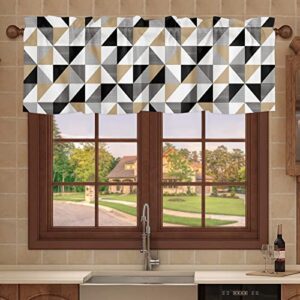 kitchen curtains, simple black and white gold triangle pattern valances for windows, bathroom curtains window 42x12in short curtains, kitchen window curtains over sink, rod pocket valance curtains