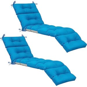 kigley 2 pcs chaise lounge cushions soft lounge chair cushion spring/summer seasonal replacement cushions for outdoor indoor home office, 74.5 x 22 inches (blue)