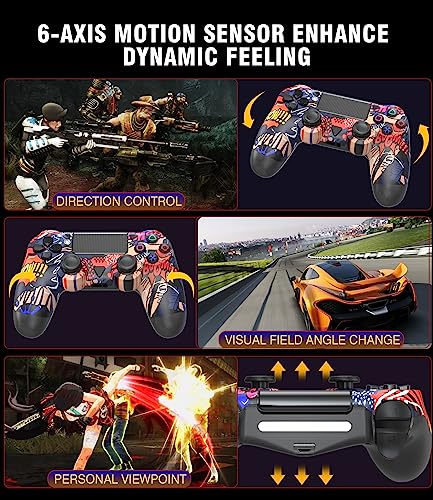 CBYLWK Wireless Controller Compatible with PS4/Slim/Pro with Dual Vibration/6-Axis Motion Sensor/Audio Function 1000mAh Battery/Collector's Controller