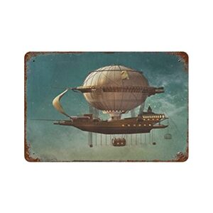 fantasy surreal sky scenery steampunk airship sci fi stardust space image rustic sign decor 12×8 inch retro vintage metal tin signs wall art signage,primitive farmhouse country farm outdoor decor