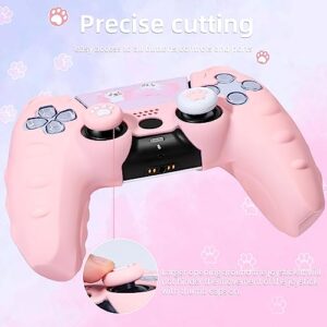 BRHE Cute Cat Claw PS5 Controller Skin - Non-Slip Silicone Protective Cover for Playstation 5 Wireless Controller with 2 Thumb Grip Caps,1 cat Sticker,4 Remote Sensing Coils