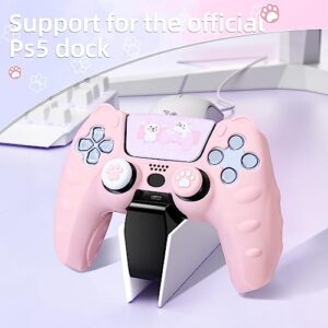 BRHE Cute Cat Claw PS5 Controller Skin - Non-Slip Silicone Protective Cover for Playstation 5 Wireless Controller with 2 Thumb Grip Caps,1 cat Sticker,4 Remote Sensing Coils