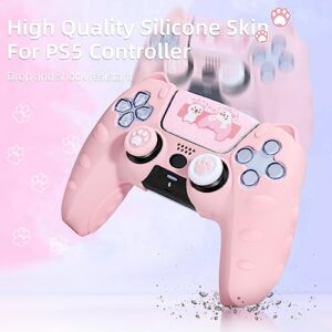 BRHE Cute Cat Claw PS5 Controller Skin - Non-Slip Silicone Protective Cover for Playstation 5 Wireless Controller with 2 Thumb Grip Caps,1 cat Sticker,4 Remote Sensing Coils