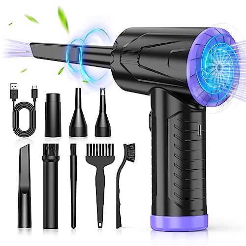 Compressed Air Duster Air Blower - 110000RPM Powerful Electric Air Duster Keyboard Cleaner for Computer PC Cleaner Car Duster Replace Canned Dust Off Rechargeable Cordless Compressed Air Can 6000mAh