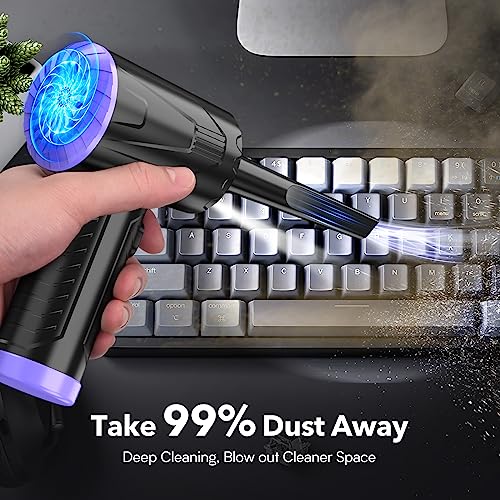 Compressed Air Duster Air Blower - 110000RPM Powerful Electric Air Duster Keyboard Cleaner for Computer PC Cleaner Car Duster Replace Canned Dust Off Rechargeable Cordless Compressed Air Can 6000mAh