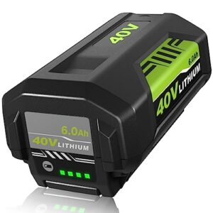 upgraded to 6.0ah op4026 40 volt lithium replacement battery compatible with ryobi 40v battery op4050a op40601 op4026a op4040 op4030 op4050 op4015 op40261 op40201 op40401 with led indicator (black)