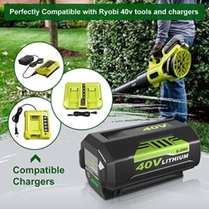 Upgraded to 6.0Ah OP4026 40 Volt Lithium Replacement Battery Compatible with Ryobi 40V Battery OP4050A OP40601 OP4026A OP4040 OP4030 OP4050 OP4015 OP40261 OP40201 OP40401 with LED Indicator (Black)