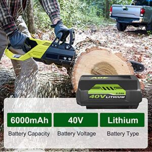 Upgraded to 6.0Ah OP4026 40 Volt Lithium Replacement Battery Compatible with Ryobi 40V Battery OP4050A OP40601 OP4026A OP4040 OP4030 OP4050 OP4015 OP40261 OP40201 OP40401 with LED Indicator (Black)