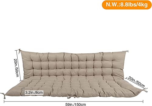 Stonehomy 2-3 Seater Swing Replacement Cushions, Water-Resistant Thick Swing Cushions with Backrest and Non-Slip Ties for Patio Garden Furniture, 60x40 Inches