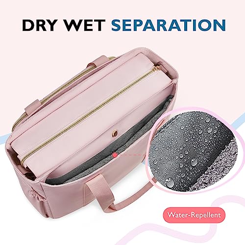 mommore Diaper Bag Tote with Changing Pad, Dry And Wet Compartment Large Capacity Baby Bag Crossbody Travel Maternity Bag, Pink