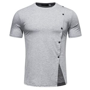 muscularfit summer button up shirts for men casual stylish short sleeve round neck henley tshirt regular fit sport polo shirt