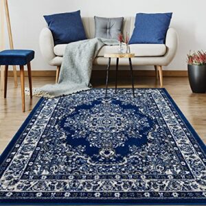 antep rugs oriental 8x10 traditional medallion indoor area rug siesta (navy blue, 7'10" x 10')