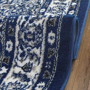 Antep Rugs Oriental 8x10 Traditional Medallion Indoor Area Rug Siesta (Navy Blue, 7'10" x 10')