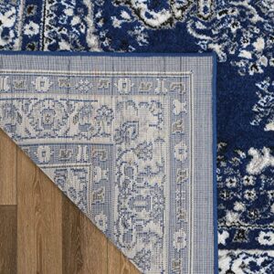 Antep Rugs Oriental 8x10 Traditional Medallion Indoor Area Rug Siesta (Navy Blue, 7'10" x 10')