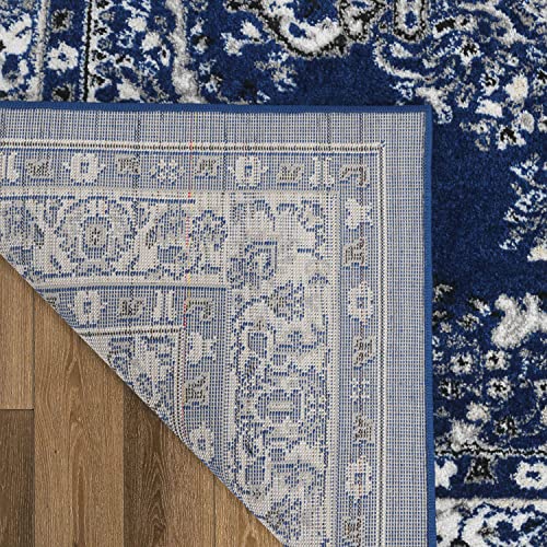 Antep Rugs Oriental 8x10 Traditional Medallion Indoor Area Rug Siesta (Navy Blue, 7'10" x 10')