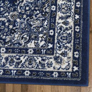 Antep Rugs Oriental 8x10 Traditional Medallion Indoor Area Rug Siesta (Navy Blue, 7'10" x 10')