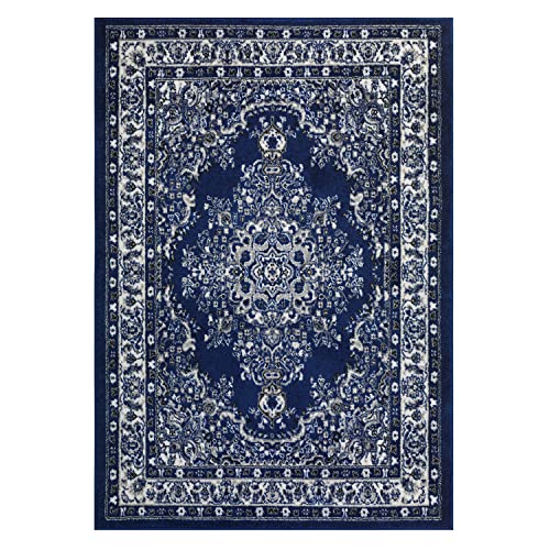 Antep Rugs Oriental 8x10 Traditional Medallion Indoor Area Rug Siesta (Navy Blue, 7'10" x 10')