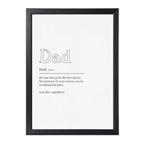 fathers day dad gifts for dad from daughter or son perfect birthday minimalist wall art poster with blue heart, black and white typography design, home decor for living room, bedroom home office