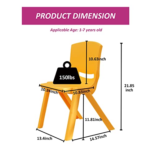 Domi Kids Chair,Children Lightweight Plastic 4 Chairs Set with 11.8" H Seat for Playrooms,Preschool,Toddlers(Enlarge Size