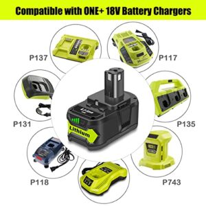 Atcuji 18 Volt 6.5AH P193 Battery for 18V 6.0Ah P193 PBP007, Compatible with Ryobi 18-Volt ONE+ Cordless Power Tools & Battery Chargers, 18V 6.0Ah ONE+ P193 PBP007 Lithium-Ion High Capacity Battery