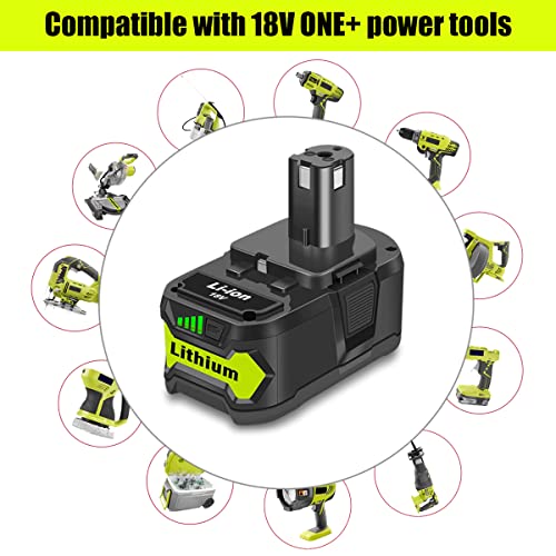 Atcuji 18 Volt 6.5AH P193 Battery for 18V 6.0Ah P193 PBP007, Compatible with Ryobi 18-Volt ONE+ Cordless Power Tools & Battery Chargers, 18V 6.0Ah ONE+ P193 PBP007 Lithium-Ion High Capacity Battery