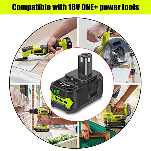 Atcuji 18 Volt 6.5AH P193 Battery for 18V 6.0Ah P193 PBP007, Compatible with Ryobi 18-Volt ONE+ Cordless Power Tools & Battery Chargers, 18V 6.0Ah ONE+ P193 PBP007 Lithium-Ion High Capacity Battery