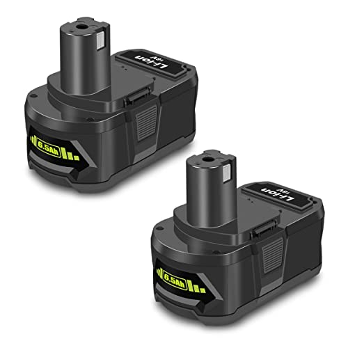 Atcuji 2 Pack 18 Volt 6.5Ah PBP005 Battery for 18V 4.0Ah PBP005 PBP004 P108 P192 P191, Compatible with Ryobi 18-Volt ONE+ Tools 18V ONE+ 4.0Ah P122 PBP2005 PBP005 PBP004 P108 P192 Lithium-Ion Battery