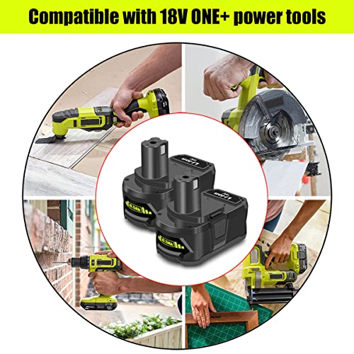 Atcuji 2 Pack 18 Volt 6.5Ah PBP005 Battery for 18V 4.0Ah PBP005 PBP004 P108 P192 P191, Compatible with Ryobi 18-Volt ONE+ Tools 18V ONE+ 4.0Ah P122 PBP2005 PBP005 PBP004 P108 P192 Lithium-Ion Battery