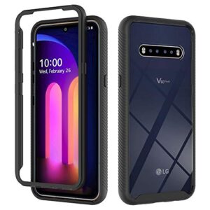 niopiee for lg v60 thinq case lg v60 hybrid drop protection clear case heavy duty hard rugged anti-slip bumper anti-scratch armor protective phone cover for lg v60 thinq black