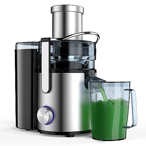 Healnitor 1000W 3-Speed LED Centrifugal Juicer Machines Vegetable and Fruit, Stainless Steel 3.5" Big Mouth, Easy Clean, High Juice Yield, BPA Free, Stainless Steel