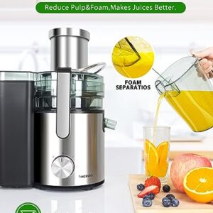 Healnitor 1000W 3-Speed LED Centrifugal Juicer Machines Vegetable and Fruit, Stainless Steel 3.5" Big Mouth, Easy Clean, High Juice Yield, BPA Free, Stainless Steel