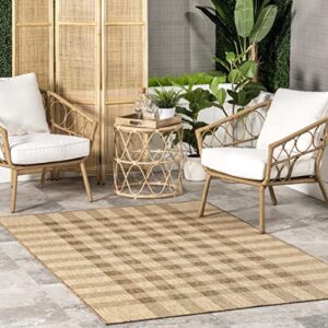 nuloom sandee casual plaid indoor/outdoor area rug, 8' x 10', beige
