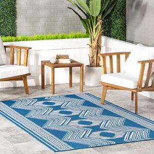 nuloom ranya tribal indoor/outdoor area rug, 8' x 10', teal