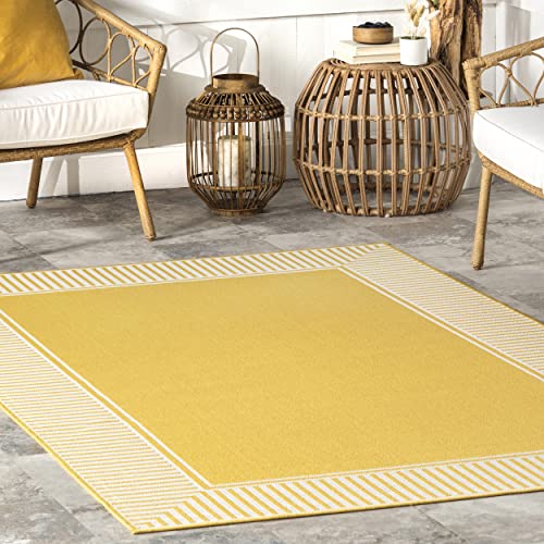 nuLOOM Asha Simple Border Indoor/Outdoor Area Rug, 8' x 10', Yellow