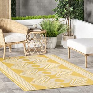 nuloom ranya tribal indoor/outdoor area rug, 8' x 10', yellow